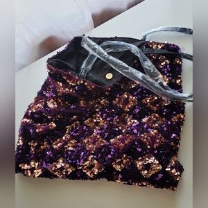 Purple and Gold Soft Sequin Tote Bag